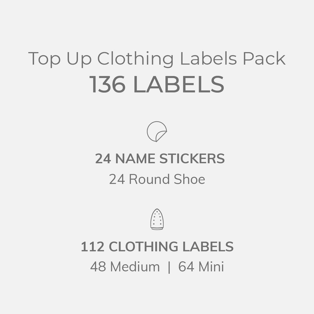Top Up Clothing Labels Pack Pack Contents